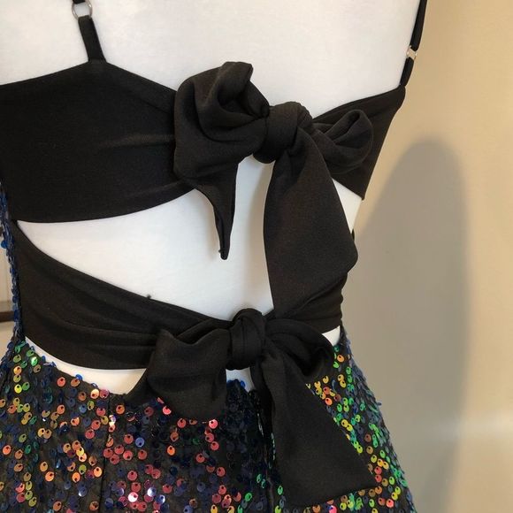 LUCY IN THE SKY Los Angeles Rainbow Black Sequin Mini Dress Sz Small - Picture 13 of 16